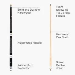 Jonny 8 Ball Jonny 8 Ball 4 Piece Hardwood Adjustable Snooker Pool Cue And SOFT CASE Set With 4 X 11mm Spare Tips -Billiards Shop Black5 c8453664 4235 4a80 a475 acd948e73f9d