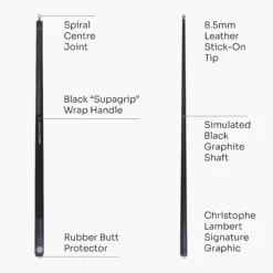 BCE BCE Christophe Lambert Exclusive BLACK MAMBA English 8 Ball Pool Cue - 8.5mm Tip -Billiards Shop Black Mamba 4