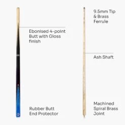 Baize Master Baize Master CONQUEST 52 Inch 2 Piece Junior Snooker Pool Cue With 9.5mm Tip -Billiards Shop Blue5 b446dfe4 d342 4863 be26 8e9df3a7f9e8