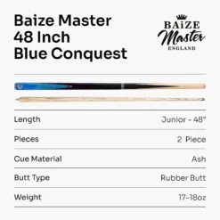 Baize Master Baize Master CONQUEST 48 Inch 2 Piece Junior Snooker Pool Cue With 9.5mm Layered Tip -Billiards Shop Blue8 3d8b78c7 8ea4 4ba4 a8aa 4b2a0b462674