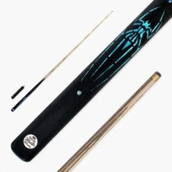 Baize Master Baize Master Widow 57 Inch One Piece English Pool Cue 8.5mm Tip With Laser Engraved Shaft Technology And Hand-Fitted Baize Master Pro Tip – Mini Butt Included -Billiards Shop Blue Spider 1