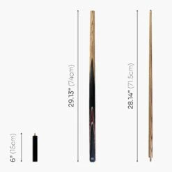 Baize Master Baize Master CRUCIBLE 57 Inch 2 Piece Centre Joint Ash Snooker Pool Cue With 9.5mm Tip + Mini Butt Extension -Billiards Shop Brown 6 2pc