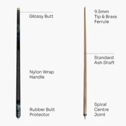 Riley Riley Dragon 8 Ball 57 Inch 2 Piece Snooker Pool Cue And Case Set 9.5mm Tip -Billiards Shop Dragon3