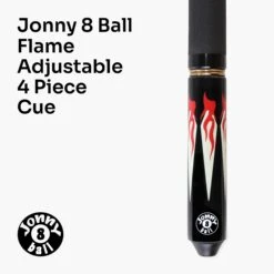Jonny 8 Ball Jonny 8 Ball 57 Inch Adjustable 4 Piece Pool Cue 8mm Tip - Shorten To 45 Inch -Billiards Shop Flame 2