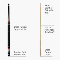 Jonny 8 Ball Jonny 8 Ball FLAME 4pc Ash Pool Snooker Cue & SOFT CASE -Billiards Shop Flame 4 1