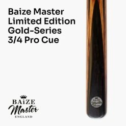 Baize Master BAIZE MASTER Limited Edition Gold Series 57 Inch ¾ Jointed Professional English Pool Cue 8.5mm With Hand-fitted Medium Pro Tip – Polished And Finished Locally In The UK! -Billiards Shop G13 2