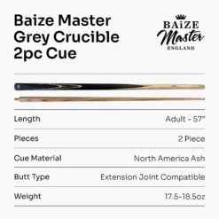 Baize Master Baize Master CRUCIBLE 57 Inch 2 Piece Centre Joint Ash Snooker Pool Cue With 9.5mm Tip + Mini Butt Extension -Billiards Shop Grey82pc 60fbbf92 c04f 4477 994d 04c9c1bd19a0