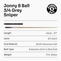 Jonny 8 Ball Jonny 8 Ball 3/4 SNIPER 57 Inch Ash English Pool Cue With 8mm Layered Pro Tip -Billiards Shop Grey 7 b4e7ec0f 87bf 4c67 96ec 0db81733dbe4