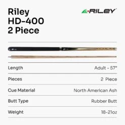 Riley Riley HD-400 ASI 2 Piece Weight Adjustable Snooker Pool Cue With WAC Technology 9.5mm Tip -Billiards Shop HD 400 7