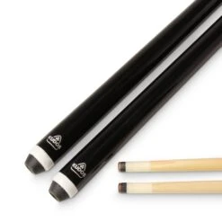 Kudos KUDOS PAIR 2 X 48 Inch BLACK Hardwood 2 Piece Junior Kids Snooker Pool Cue With 4 X 11mm Screw Tips