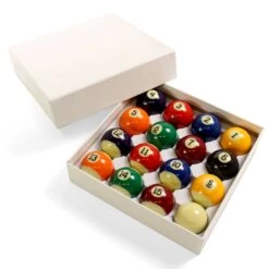 Funky Chalk 2 1/4 Inch (57mm) Premium Economy Spots & Stripes American Pool Balls - With Storage Box