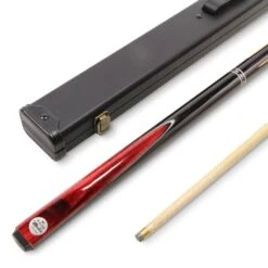 Baize Master Baize Master Silver Series 52 Inch RED CONQUEST Snooker Pool 2pc Ash Cue Set With Baize Master Black Metal Badge Case - 9.5mm
