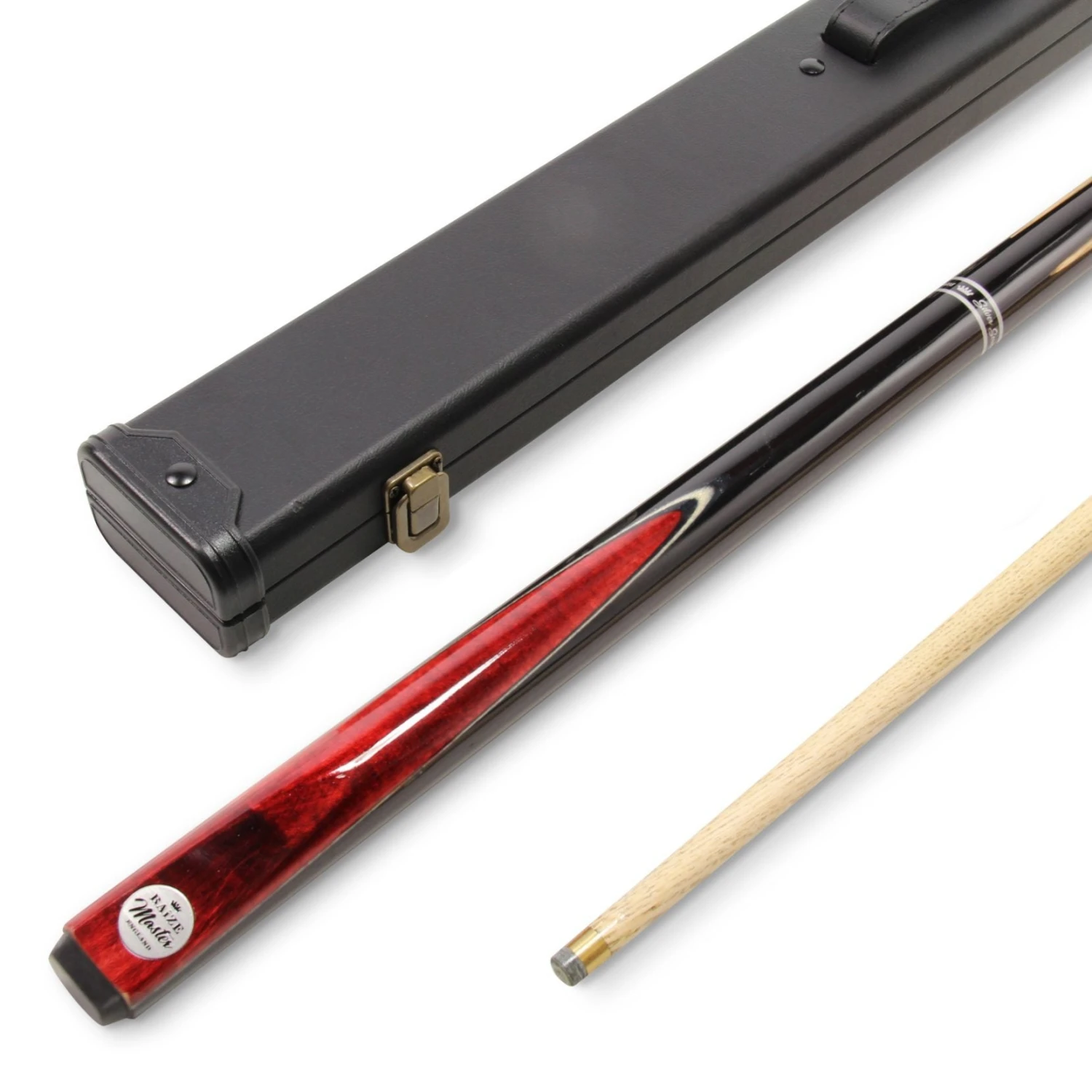 Baize Master Baize Master Silver Series 52 Inch RED CONQUEST Snooker Pool 2pc Ash Cue Set With Baize Master Black Metal Badge Case - 9.5mm 3 Baize Master Baize Master Silver Series 52 Inch RED CONQUEST Snooker Pool 2pc Ash Cue Set With Baize Master Black Metal Badge Case - 9.5mm
