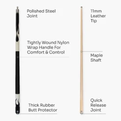 Jonny 8 Ball Jonny 8 Ball FLAME 58 Inch 2 Piece Snooker Pool Cue With Maple Shaft 11mm Tip 25 Jonny 8 Ball Jonny 8 Ball FLAME 58 Inch 2 Piece Snooker Pool Cue With Maple Shaft 11mm Tip -Billiards Shop J8B F BLACK 4