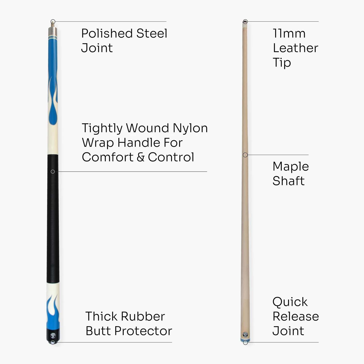 Jonny 8 Ball Jonny 8 Ball FLAME 58 Inch 2 Piece Snooker Pool Cue With Maple Shaft 11mm Tip 13 Jonny 8 Ball Jonny 8 Ball FLAME 58 Inch 2 Piece Snooker Pool Cue With Maple Shaft 11mm Tip - Image 11