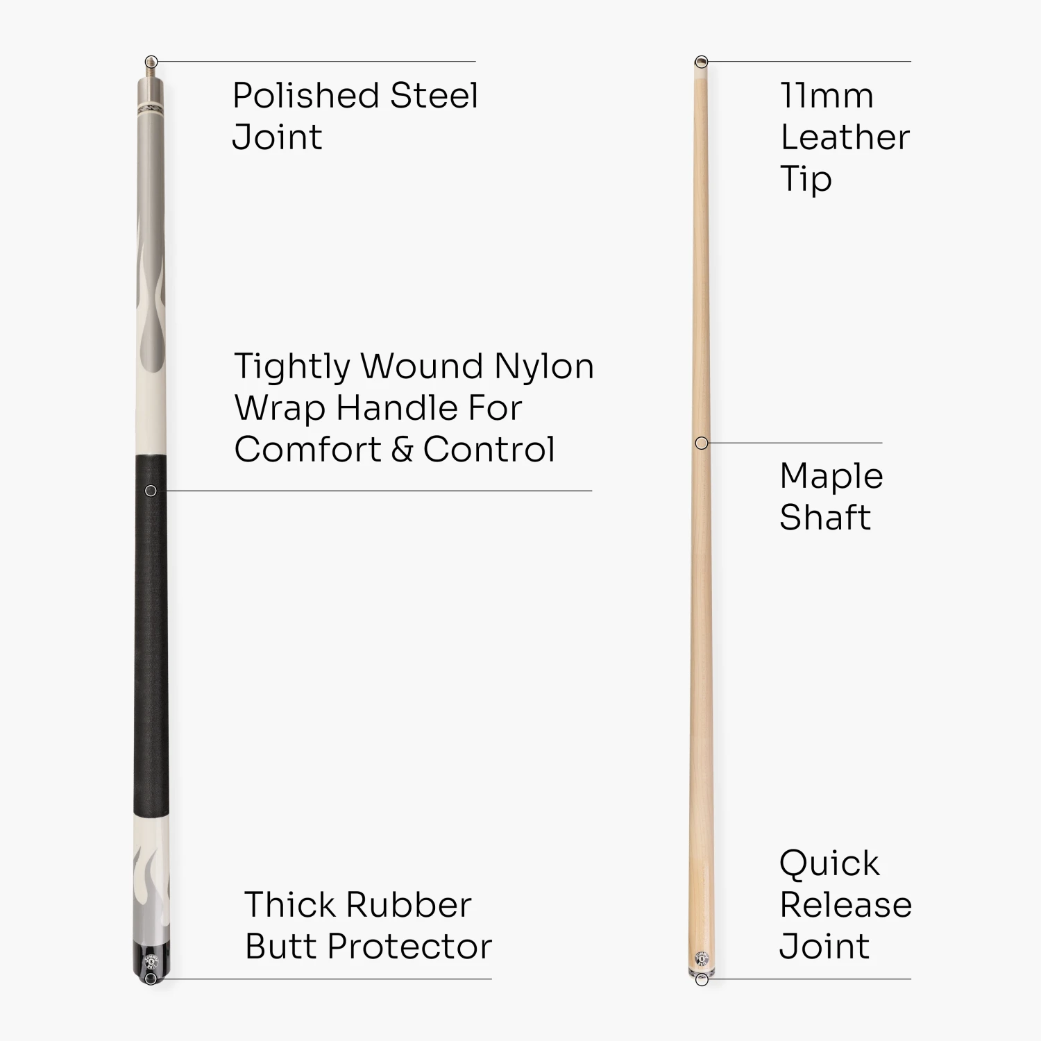 Jonny 8 Ball Jonny 8 Ball FLAME 58 Inch 2 Piece Snooker Pool Cue With Maple Shaft 11mm Tip 20 Jonny 8 Ball Jonny 8 Ball FLAME 58 Inch 2 Piece Snooker Pool Cue With Maple Shaft 11mm Tip - Image 18