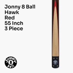 Jonny 8 Ball Jonny 8 Ball HAWK 3 Section Rapid Shorten English Pool Cue – 8mm Tip - 55 & 57" Length -Billiards Shop J8B HAWK 2 R