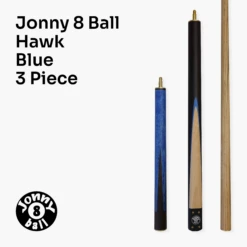 Jonny 8 Ball Jonny 8 Ball HAWK 3 Section Rapid Shorten English Pool Cue – 8mm Tip - 55 & 57" Length -Billiards Shop J8B HAWK 8 B