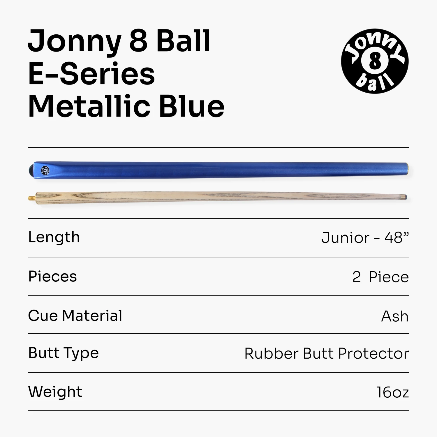 Jonny 8 Ball Jonny 8 Ball Metallic E-Series 2 Piece Centre Joint Snooker Pool Cue 9.5mm Tip 9 Jonny 8 Ball Jonny 8 Ball Metallic E-Series 2 Piece Centre Joint Snooker Pool Cue 9.5mm Tip - Image 7
