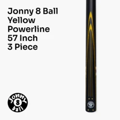 Jonny 8 Ball Jonny 8 Ball 57 Inch 3 Piece Length Adjustable Snooker Pool Cue 9mm Tip - Shorten To 44" -Billiards Shop J8B YELLOW POWERLINE 2