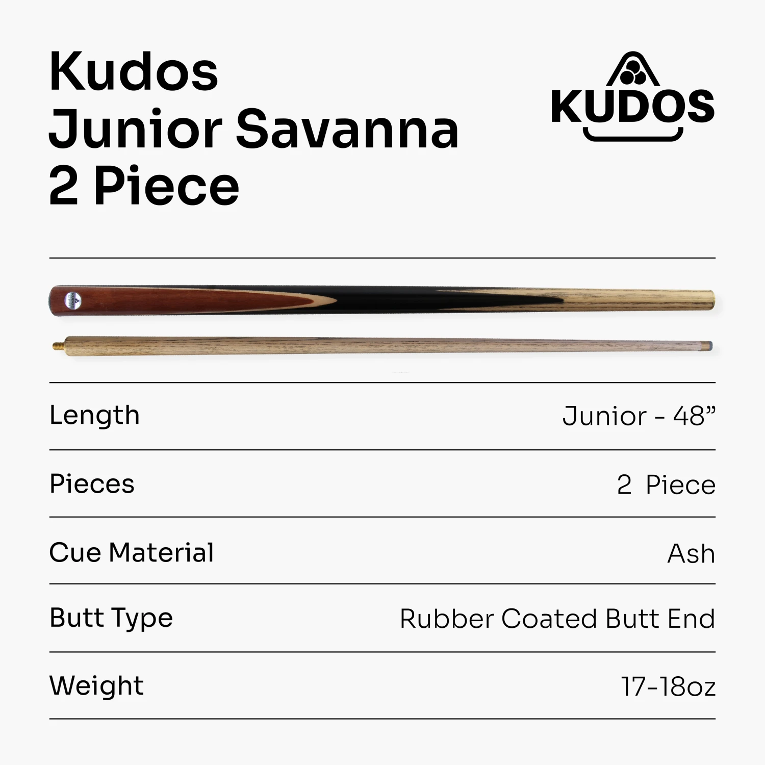 Kudos Kudos 48 Inch JUNIOR SAVANNA 2pc Centre Joint Ash Snooker Pool Cue 10mm Tip 9 Kudos Kudos 48 Inch JUNIOR SAVANNA 2pc Centre Joint Ash Snooker Pool Cue 10mm Tip - Image 7