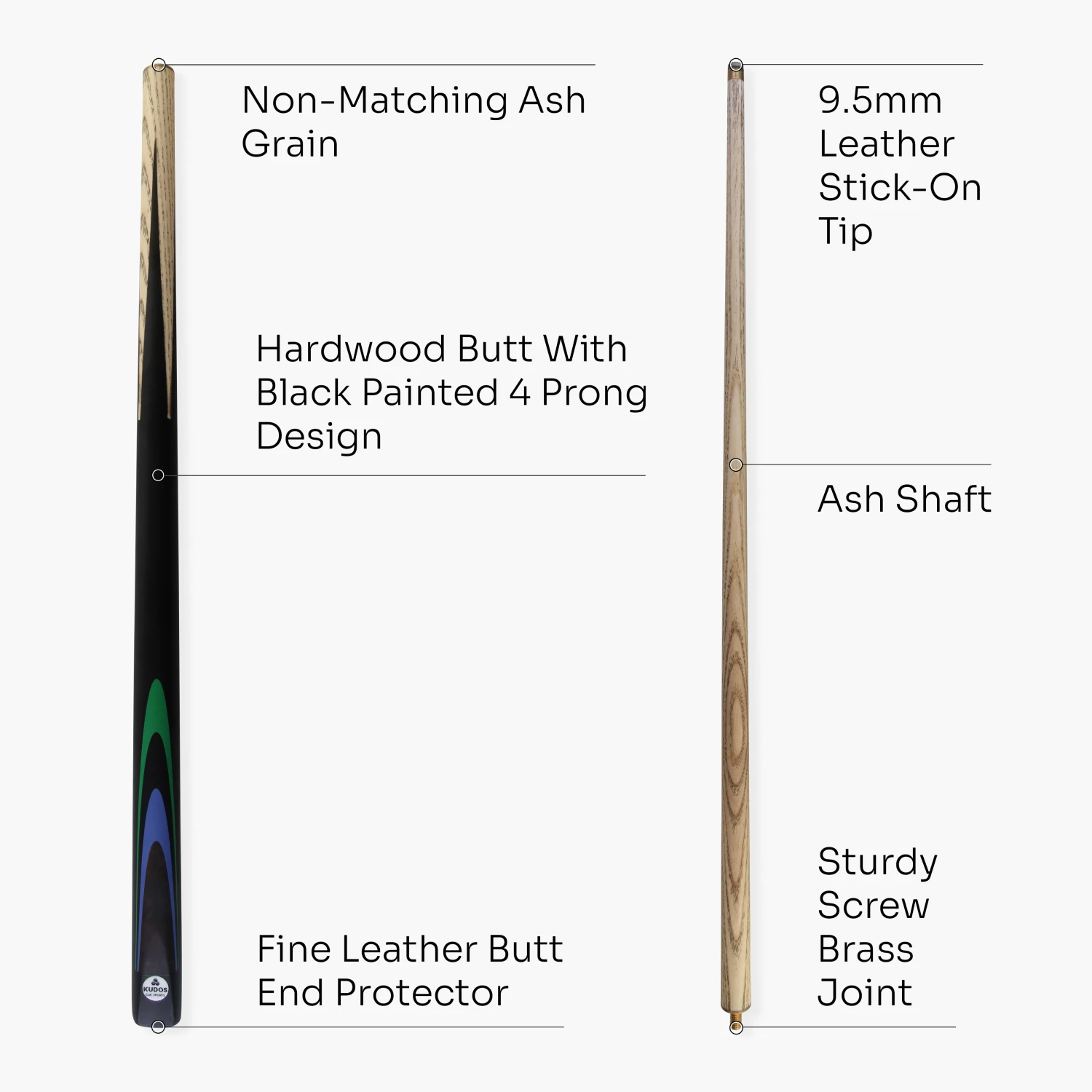 Kudos Kudos Classic Range 48 Inch Junior Kids 2 Piece Snooker Pool Cue With 9.5mm Tip 21 Kudos Kudos Classic Range 48 Inch Junior Kids 2 Piece Snooker Pool Cue With 9.5mm Tip - Image 19