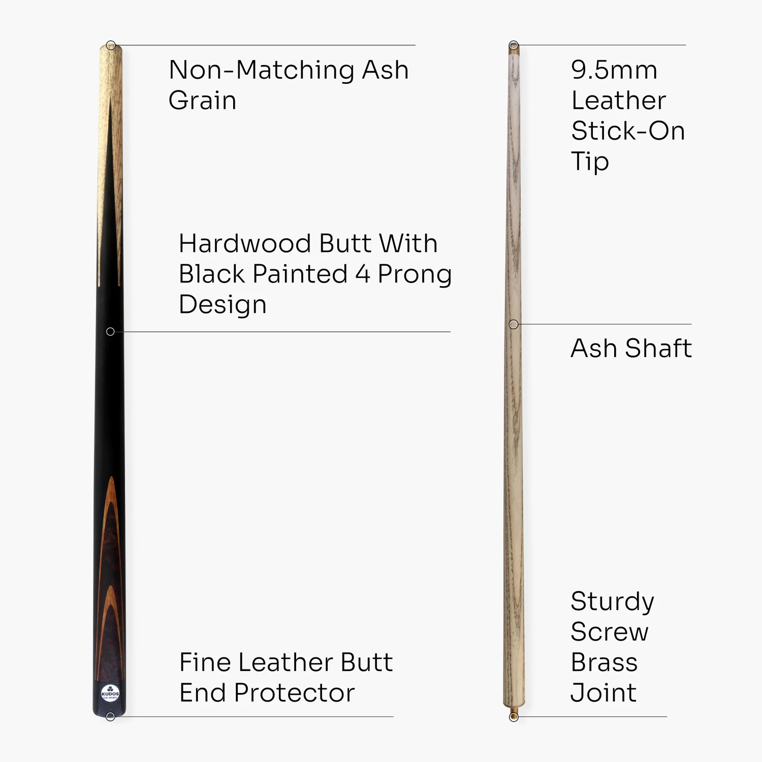 Kudos Kudos Classic Range 48 Inch Junior Kids 2 Piece Snooker Pool Cue With 9.5mm Tip 6 Kudos Kudos Classic Range 48 Inch Junior Kids 2 Piece Snooker Pool Cue With 9.5mm Tip - Image 4