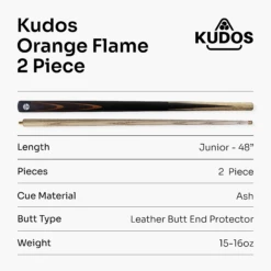 Kudos Kudos Classic Range 48 Inch Junior Kids 2 Piece Snooker Pool Cue With 9.5mm Tip 28 Kudos Kudos Classic Range 48 Inch Junior Kids 2 Piece Snooker Pool Cue With 9.5mm Tip -Billiards Shop KC OF 7
