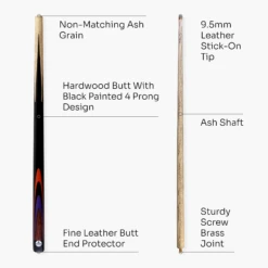 Kudos Kudos Classic Range 48 Inch Junior Kids 2 Piece Snooker Pool Cue With 9.5mm Tip 33 Kudos Kudos Classic Range 48 Inch Junior Kids 2 Piece Snooker Pool Cue With 9.5mm Tip -Billiards Shop KC PR 4