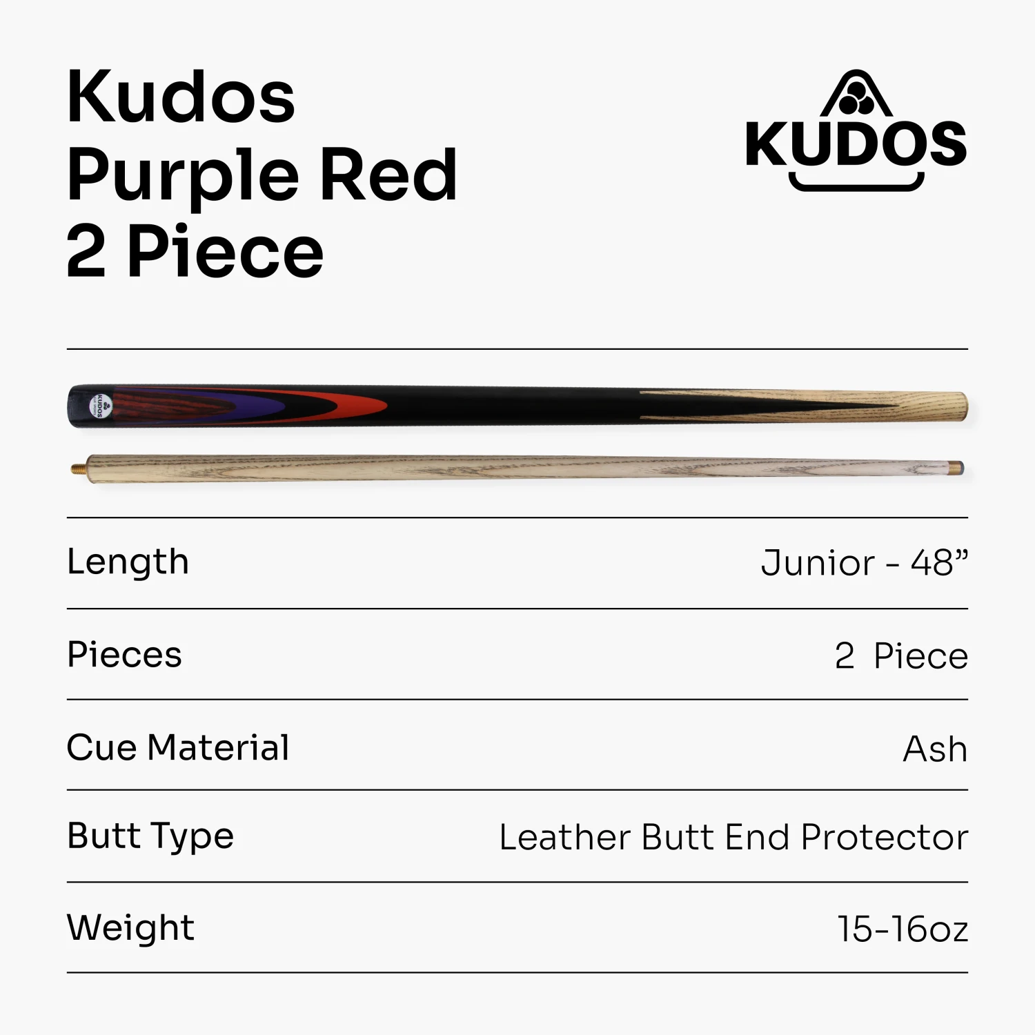 Kudos Kudos Classic Range 48 Inch Junior Kids 2 Piece Snooker Pool Cue With 9.5mm Tip 17 Kudos Kudos Classic Range 48 Inch Junior Kids 2 Piece Snooker Pool Cue With 9.5mm Tip - Image 15