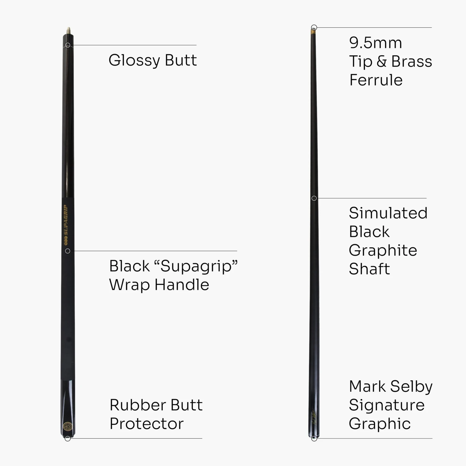 BCE BCE MARK SELBY Metallic BLACK Simulated Graphite 2pc Snooker Cue & HARD CASE 5 BCE BCE MARK SELBY Metallic BLACK Simulated Graphite 2pc Snooker Cue & HARD CASE - Image 3