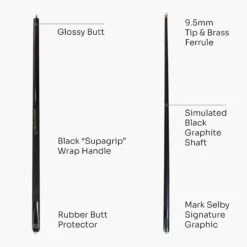 BCE BCE Mark Selby 'Simulated Graphite Shaft' Snooker & Pool Cue - Metallic BLACK -Billiards Shop Metallic Black 4