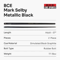 BCE BCE Mark Selby 'Simulated Graphite Shaft' Snooker & Pool Cue - Metallic BLACK -Billiards Shop Metallic Black 7 2945f511 5a87 49bb b5b6 04bc12459647