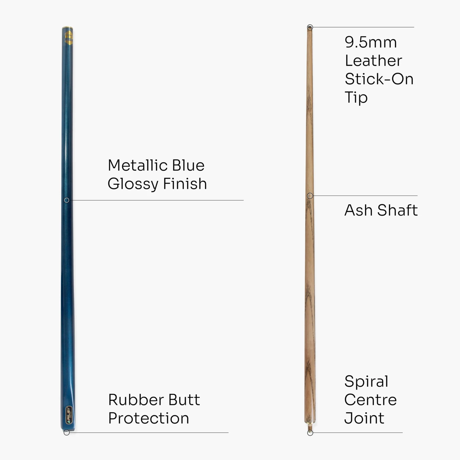 Riley Riley METALLIC BLUE Butt 2 Piece Ash Snooker & Pool Cue - 9.5mm Tip, 17oz - 18oz 6 Riley Riley METALLIC BLUE Butt 2 Piece Ash Snooker & Pool Cue - 9.5mm Tip, 17oz - 18oz - Image 4
