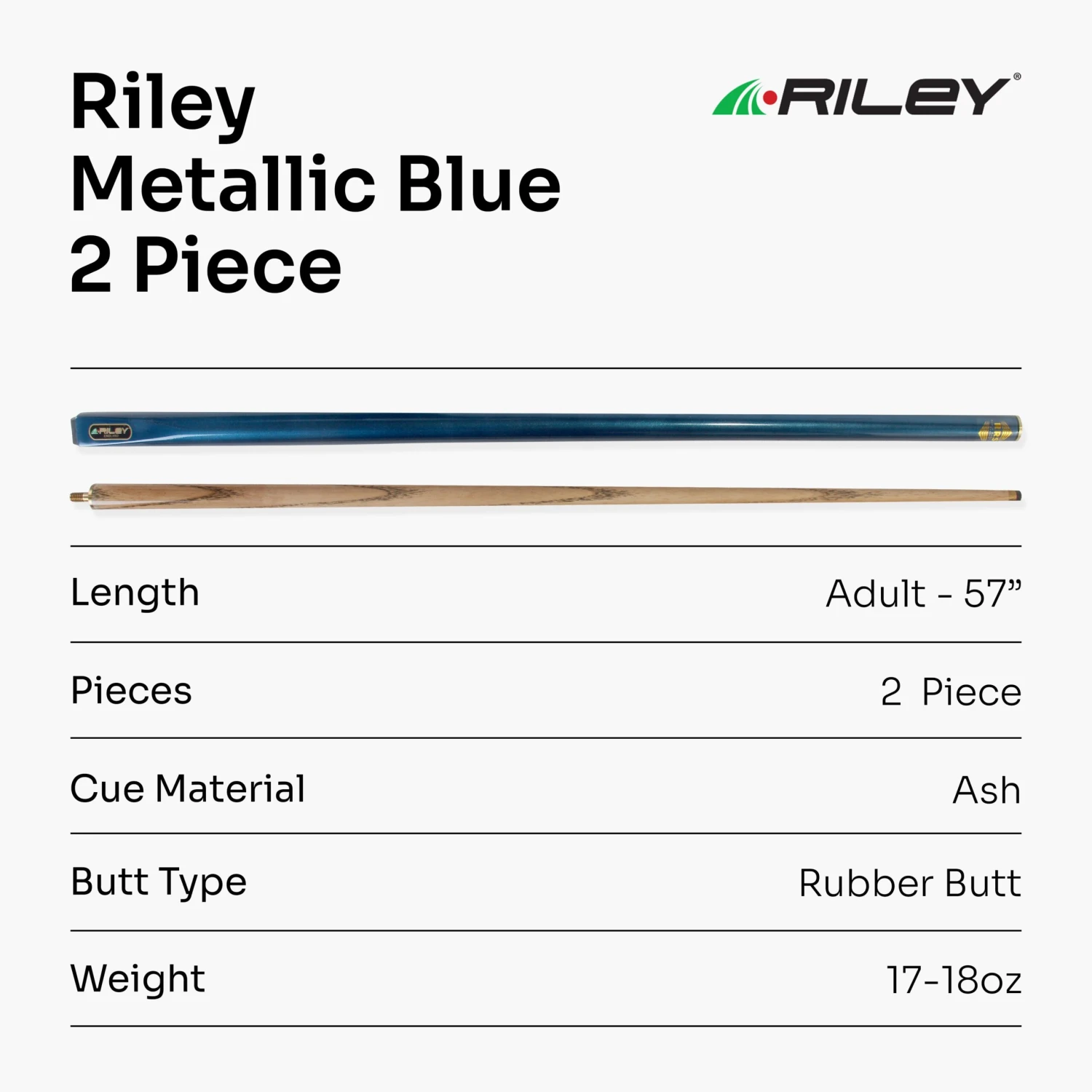 Riley Riley METALLIC BLUE 2pc Ash English Pool Cue & Plain Black HARD CASE 8.5mm Tip 9 Riley Riley METALLIC BLUE 2pc Ash English Pool Cue & Plain Black HARD CASE 8.5mm Tip - Image 7