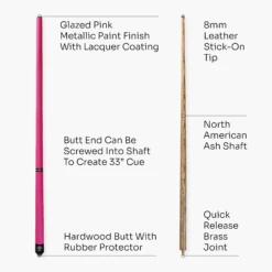Jonny 8 Ball Jonny 8 Ball 48 Inch PINK JUNIOR TRIAD 3 Section Pool Snooker Cue & SOFT CASE -Billiards Shop Pink Triad 5 8ad16c63 19bc 4980 b58a e1adb1d7f418