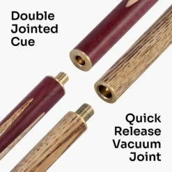 Baize Master Baize Master PURPLE HEART 57 Inch 3 Piece Length Adjustable Double Joint Ash Snooker Pool Cue With 9.5mm Tip + Mini Butt - Shorten To 43 Inches -Billiards Shop PurpleHeart3