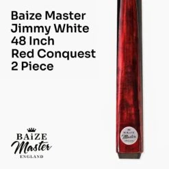 Baize Master Baize Master JIMMY WHITE Signature CONQUEST 48 Inch 2 Piece Kids Snooker Pool Cue 9.5mm Tip -Billiards Shop Red248