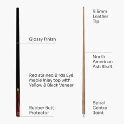 BCE BCE Red Birds Eye Two Piece Ash Snooker Pool Cue - 9.5mm Tip -Billiards Shop Red Birds Eye 4 4d61e1f5 9aa1 421d ae84 d07fff4ab4d2