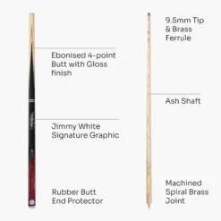 Baize Master Baize Master Jimmy White VICTORY 57 Inch Cue And Case Set 9.5mm Tip With Black Hard Case -Billiards Shop Red Victory 4