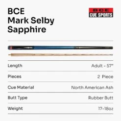 BCE BCE Mark Selby SAPPHIRE 2 Piece Ash Pool Snooker Cue - JW3000 13 BCE BCE Mark Selby SAPPHIRE 2 Piece Ash Pool Snooker Cue - JW3000 -Billiards Shop Sapphire 7