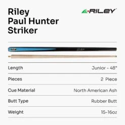 Riley RILEY Paul Hunter STRIKER Short Junior 48 Inch Kids Snooker Pool Cue -Billiards Shop Striker 7