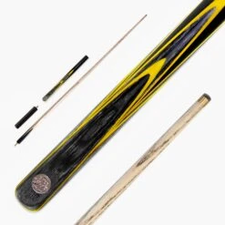 Baize Master G14 Baize Master YELLOW EMPEROR 57 Inch 3/4 English 8 Ball Pool Cue With 8.5mm Tip + Mini Butt Extension