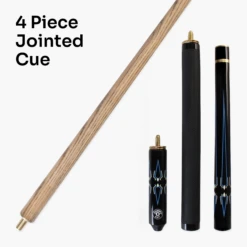 Jonny 8 Ball Jonny 8 Ball BLUE INCA 10mm Tip, Adjustable 4 Piece Ash Pool Cue Shorten To 45" -Billiards Shop corrected shaft