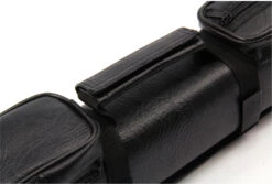 Cue & Case ALL BLACK Leather Patch Effect SQUARE Cue Case - Holds 2 Centre Jointed Cues -Billiards Shop image198993640