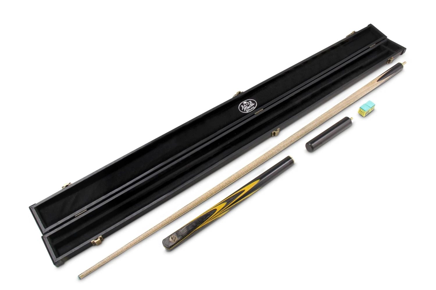 Baize Master Baize Master Gold Series YELLOW EMPEROR 8-BALL POOL CUE SET With 57 Inch Hand Spliced 3/4 Joint Cue 8mm Tip, Deluxe Black Interior Hard Case And 2 X Chalk 4 Baize Master Baize Master Gold Series YELLOW EMPEROR 8-BALL POOL CUE SET With 57 Inch Hand Spliced 3/4 Joint Cue 8mm Tip, Deluxe Black Interior Hard Case And 2 X Chalk - Image 2