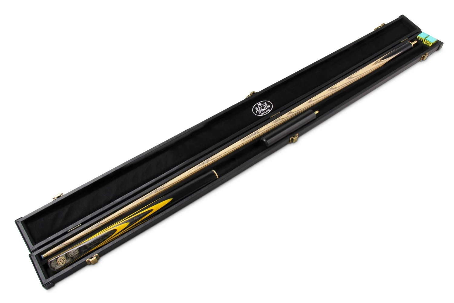 Baize Master Baize Master Gold Series YELLOW EMPEROR 8-BALL POOL CUE SET With 57 Inch Hand Spliced 3/4 Joint Cue 8mm Tip, Deluxe Black Interior Hard Case And 2 X Chalk 5 Baize Master Baize Master Gold Series YELLOW EMPEROR 8-BALL POOL CUE SET With 57 Inch Hand Spliced 3/4 Joint Cue 8mm Tip, Deluxe Black Interior Hard Case And 2 X Chalk - Image 3