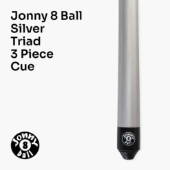 Jonny 8 Ball Jonny 8 Ball TRIAD 57 Inch 3 Piece Snooker Pool Cue 9.5mm Tip - Shorten To 39 Inch -Billiards Shop silver triad 2